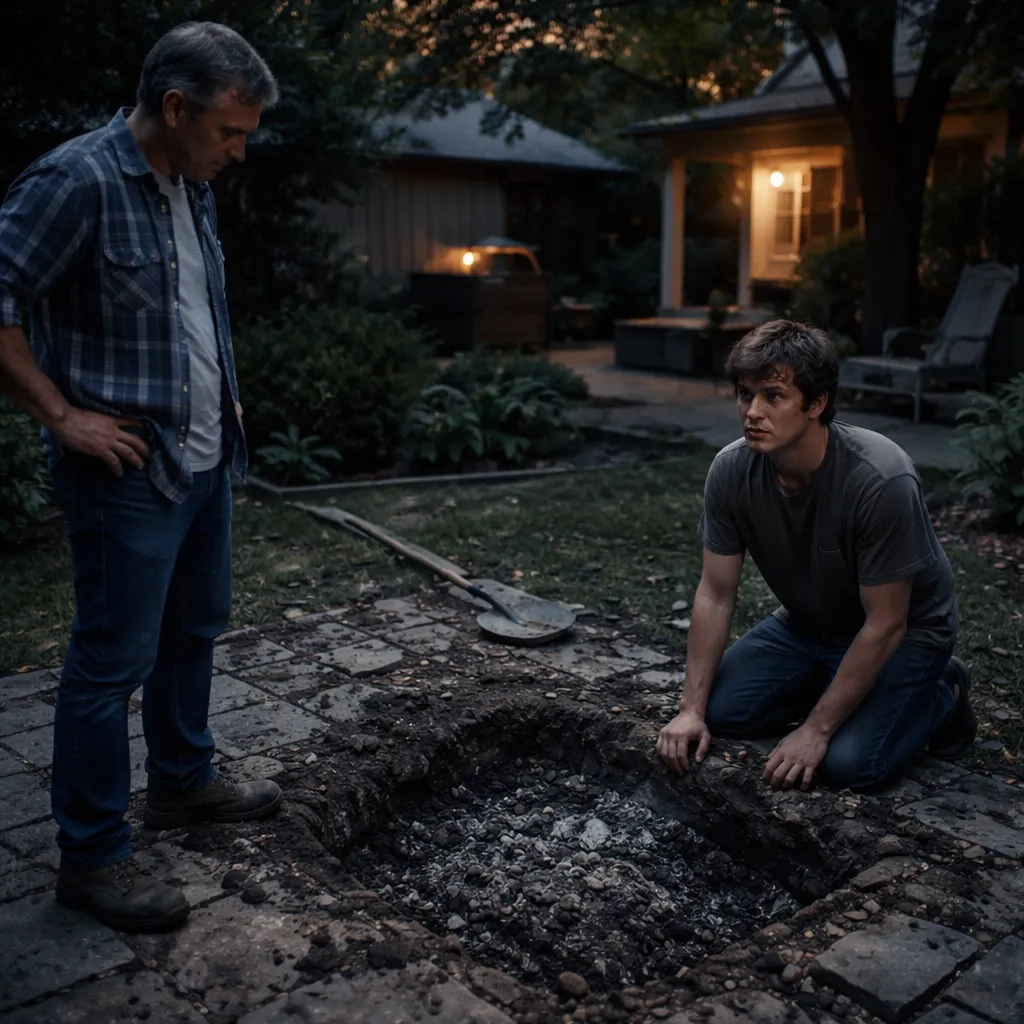 cd203 - A stranger claims his father's ashes are beneath my expensive patio and wants to dig them up before he moves away.